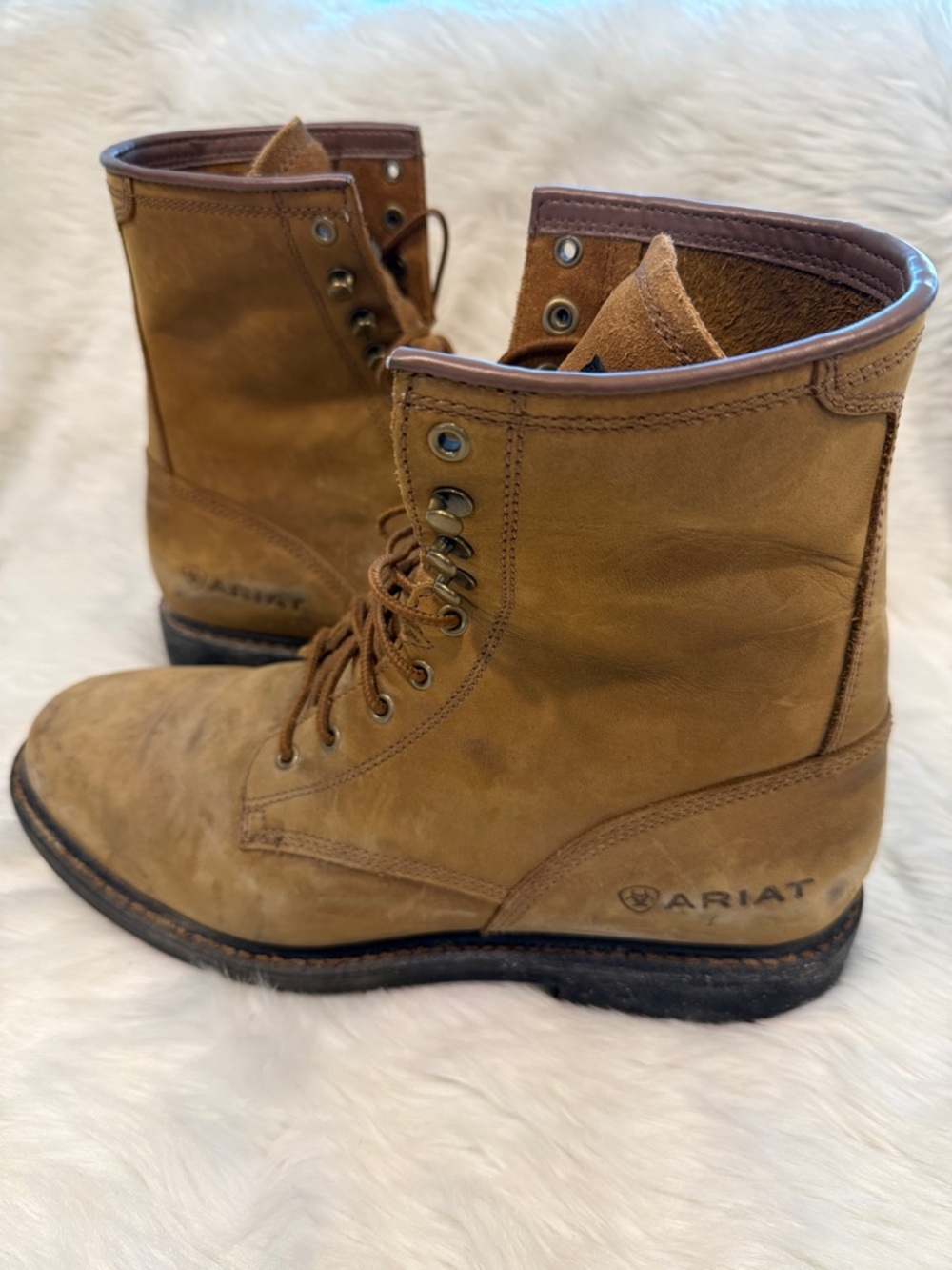 Ariat Men's Tan Leather Lace-Up Work Boots Size 11 Cascade